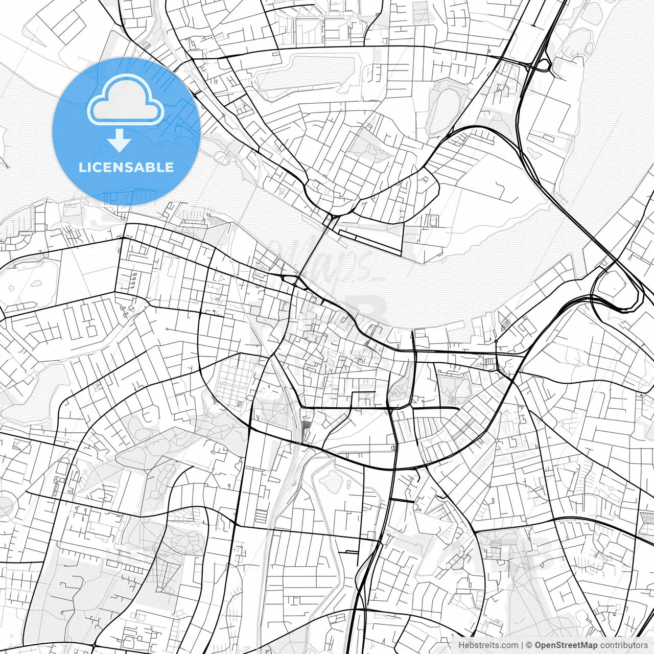 Vector PDF map of Aalborg, Denmark
