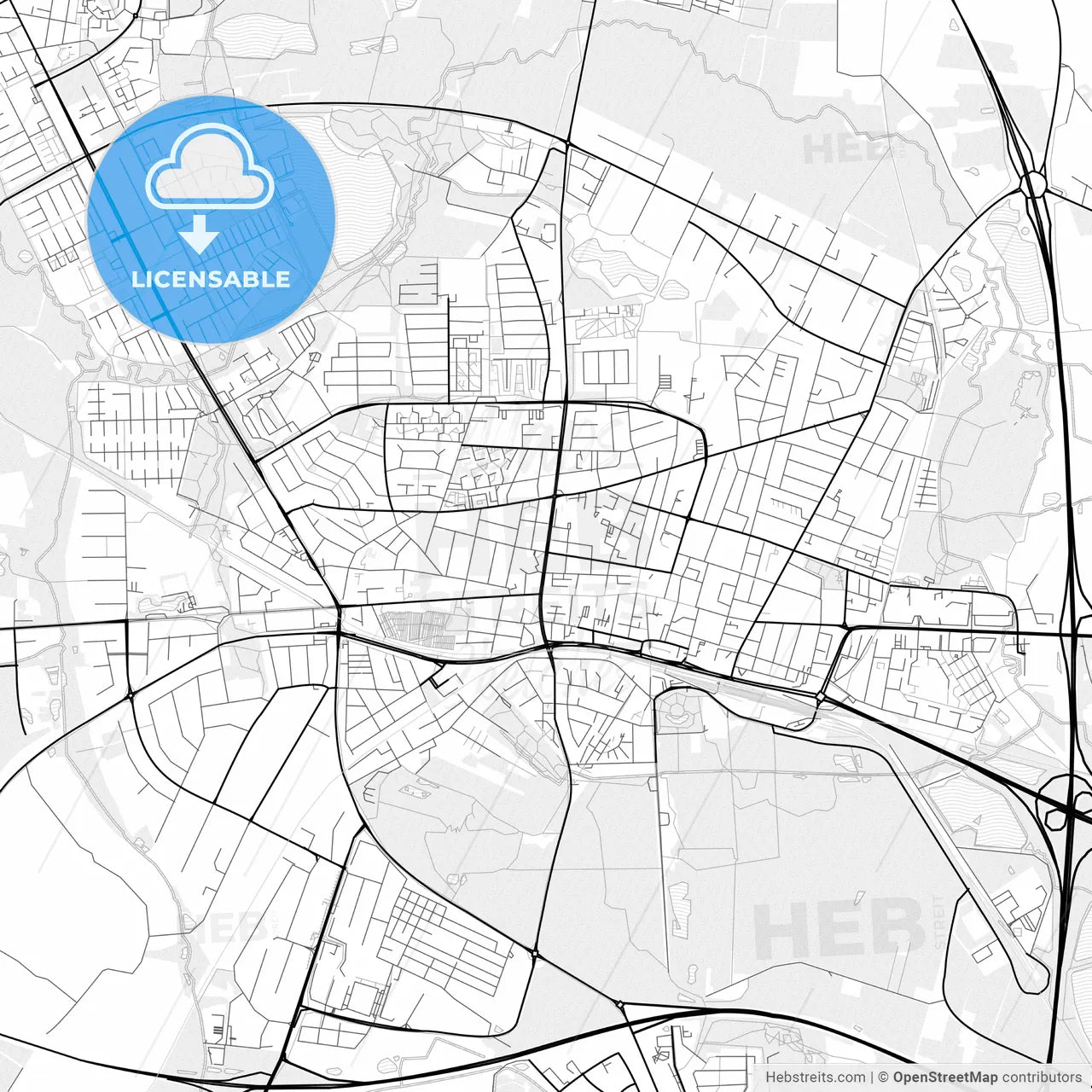 Vector PDF map of Herning, Denmark