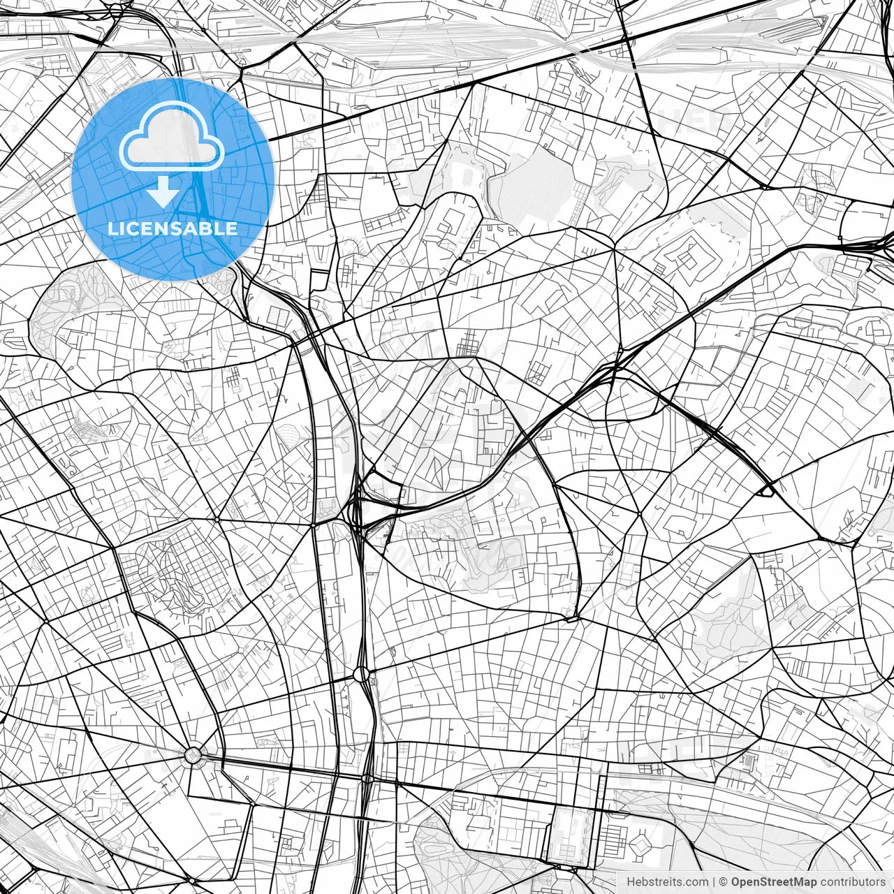 Vector PDF map of Bagnolet, France