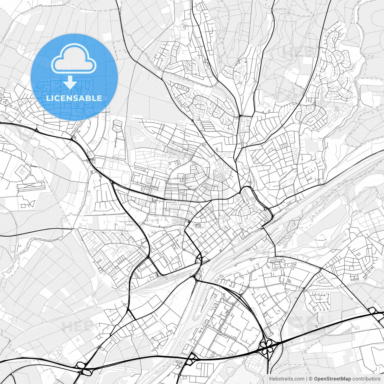 Vector PDF map of Schweinfurt, Germany