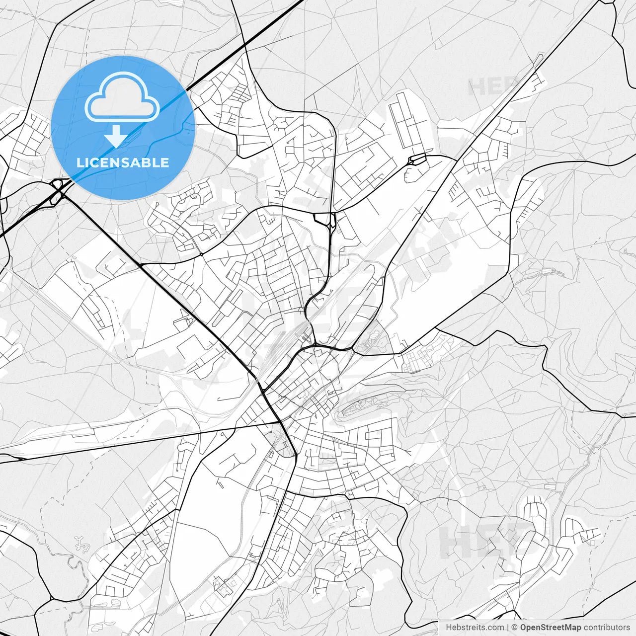 Vector PDF map of Homburg, Germany