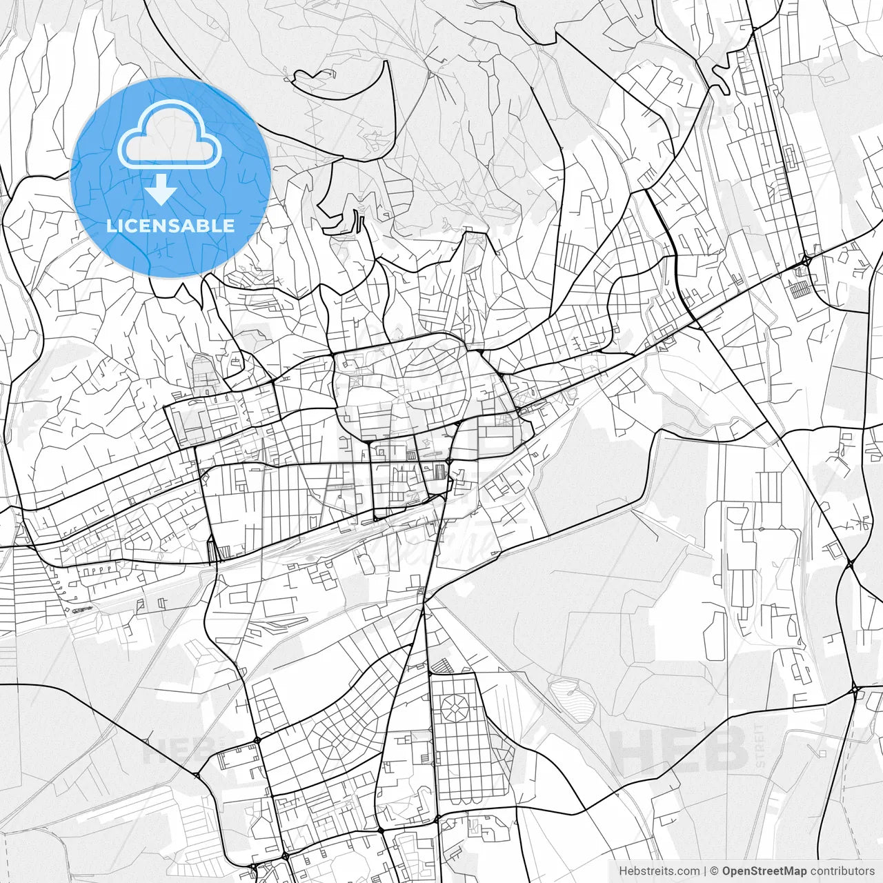 Vector PDF map of Pécs, Hungary