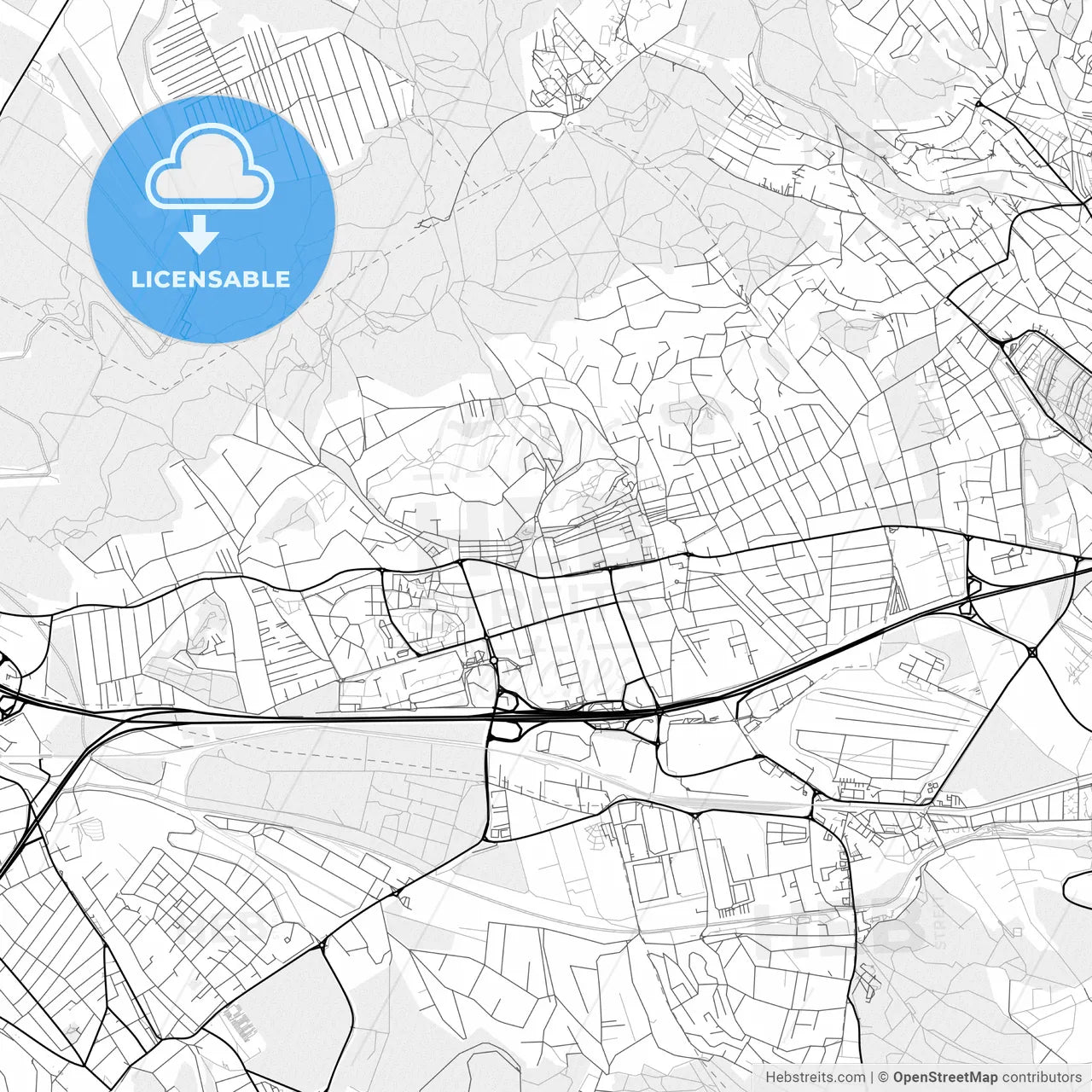 Vector PDF map of Budaörs, Hungary