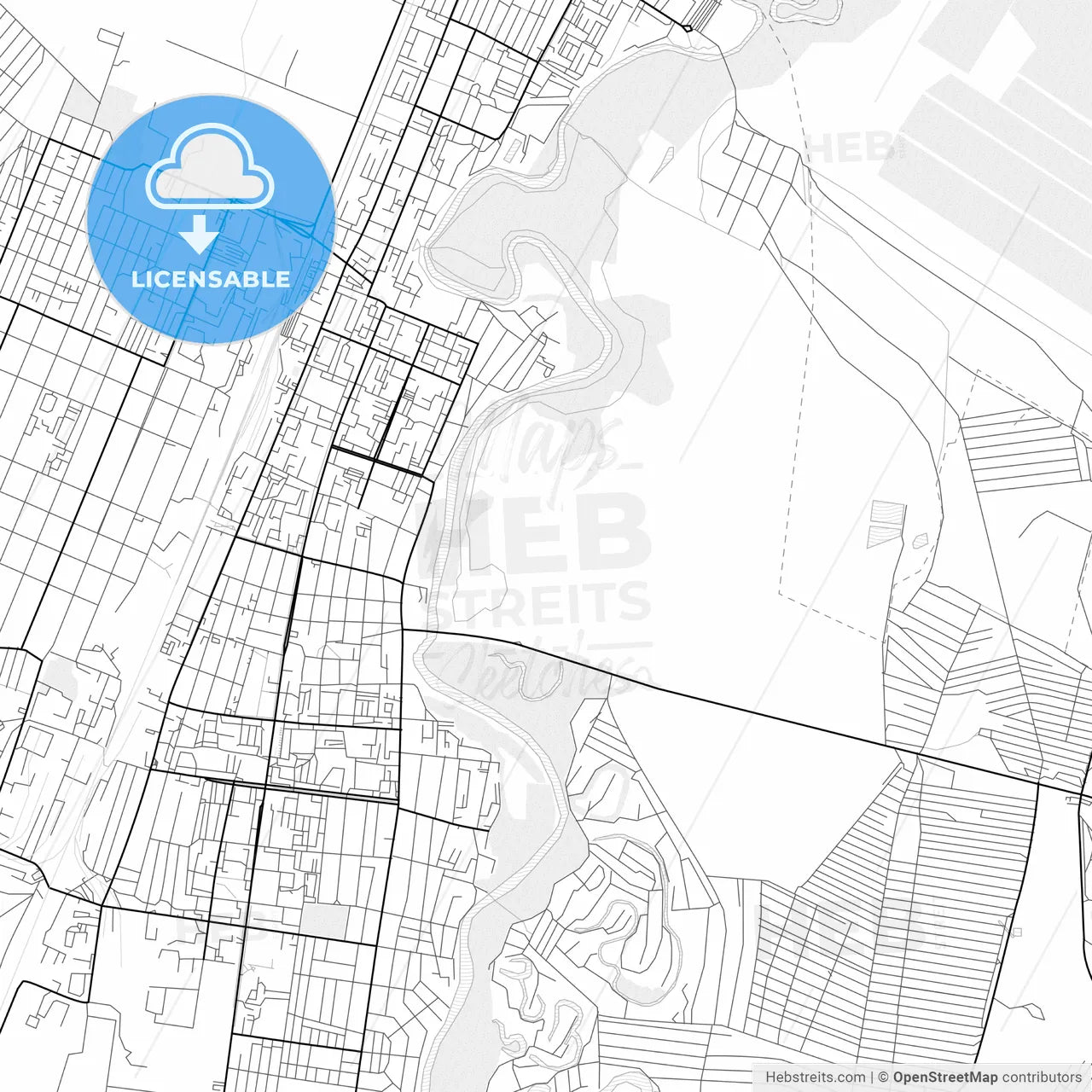 Vector PDF map of Rubtsovsk, Russia