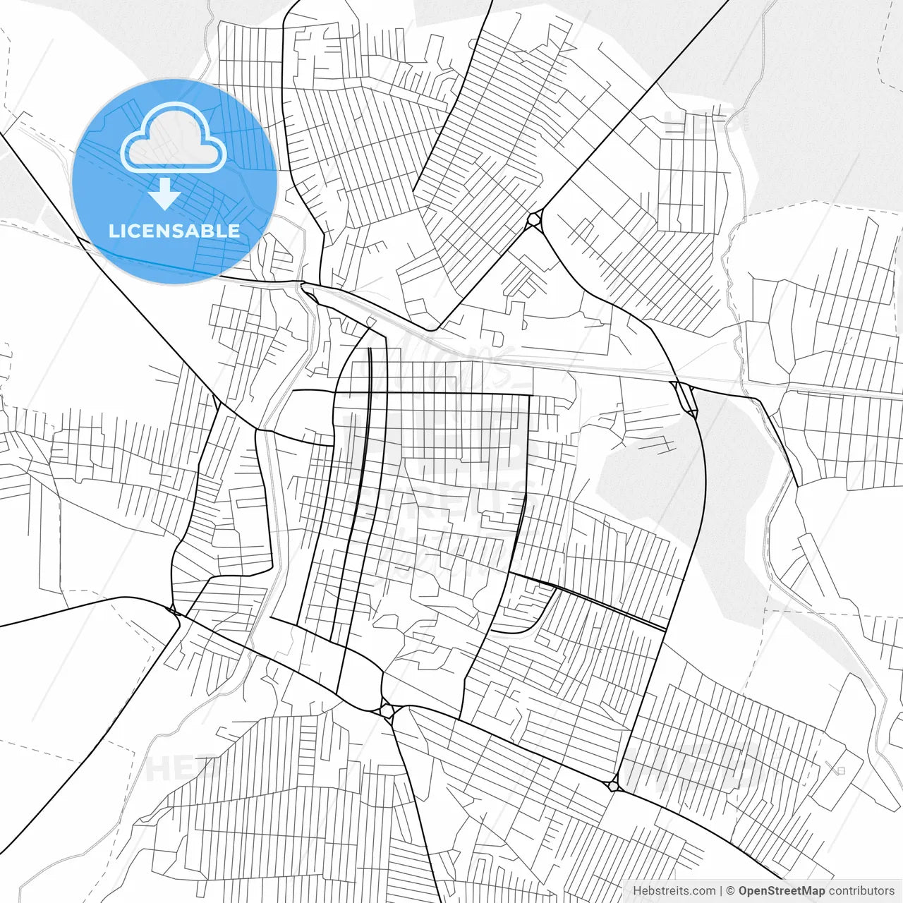 Vector PDF map of Khasavyurt, Russia