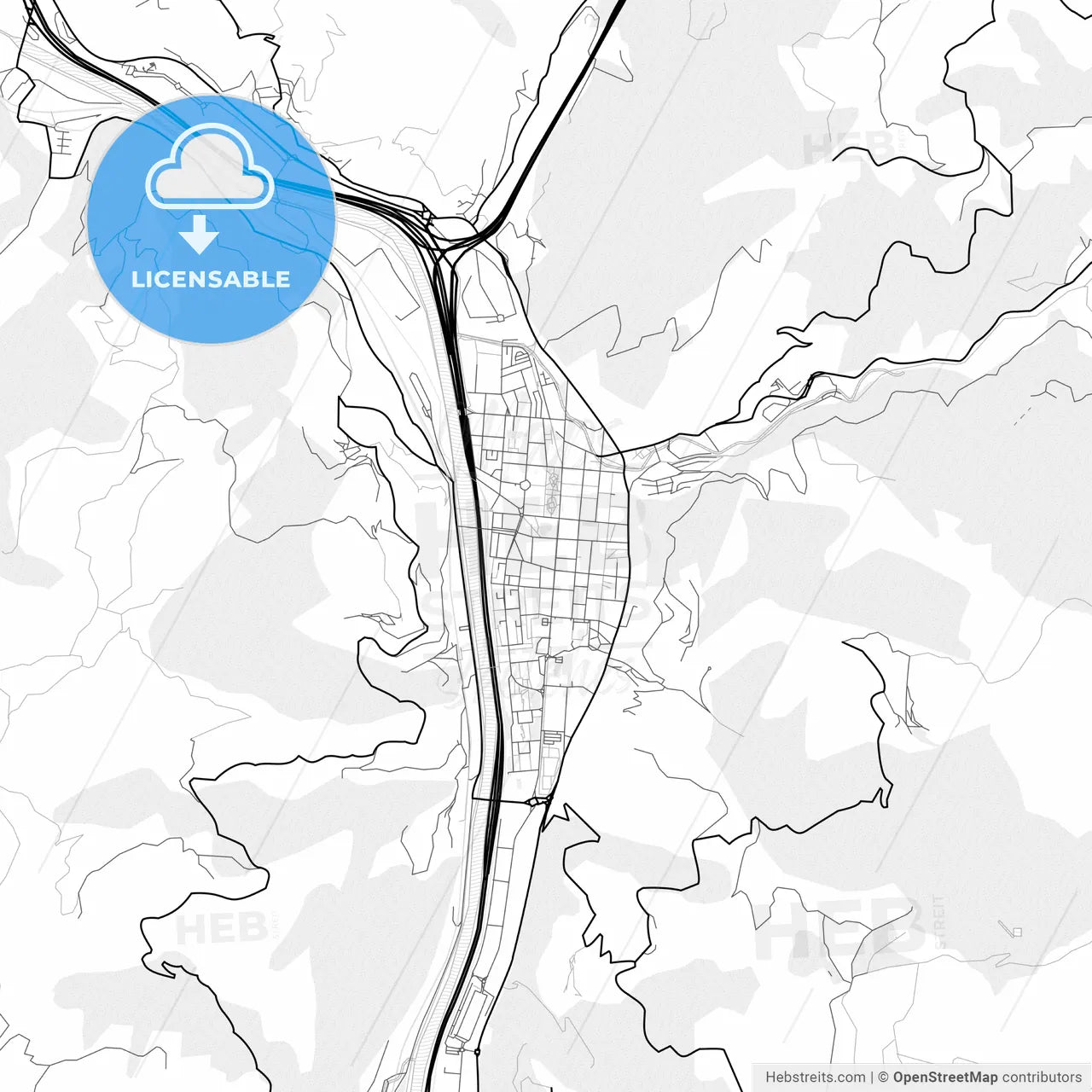 Vector PDF map of Mieres, Spain