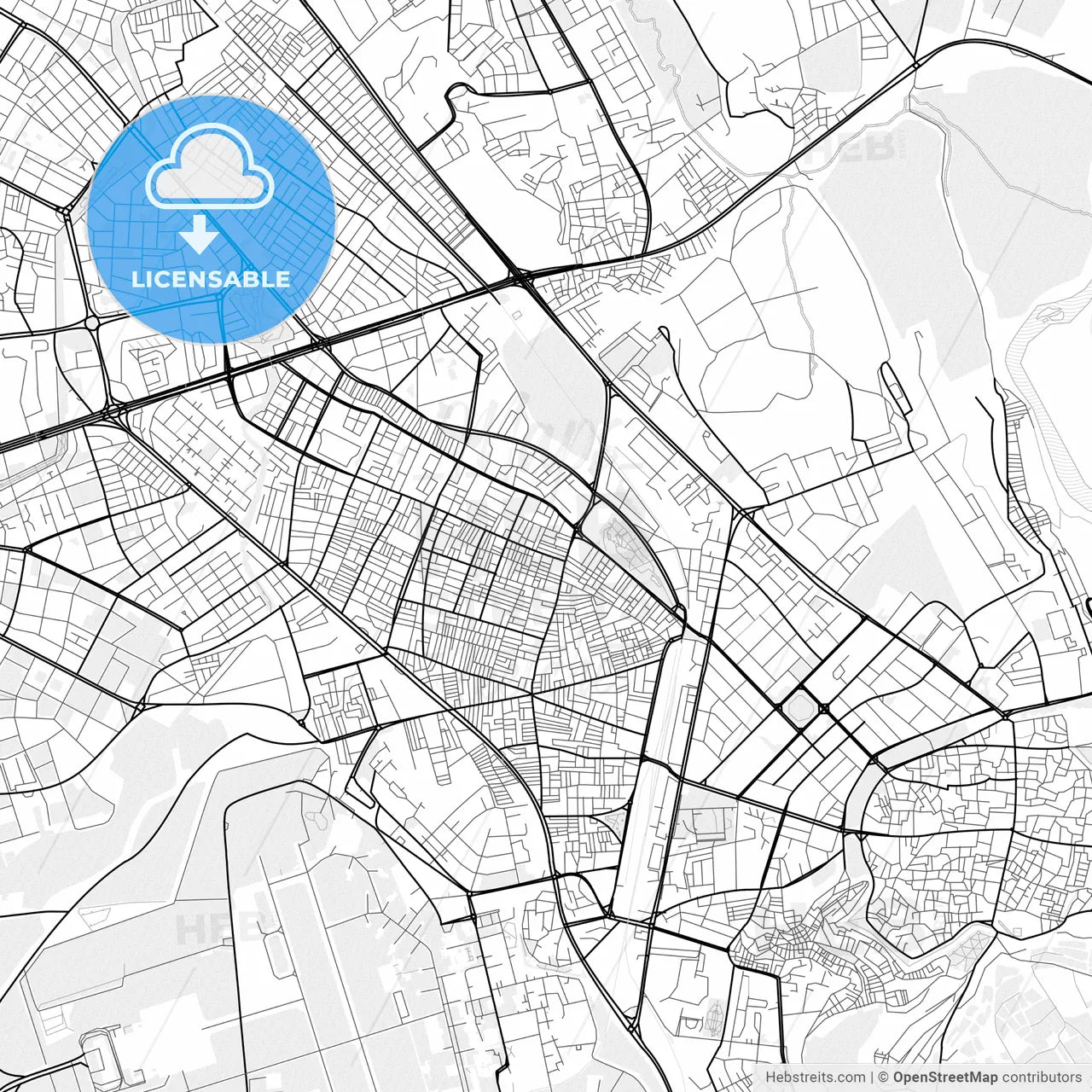 Vector PDF map of Diyarbakır, Turkey