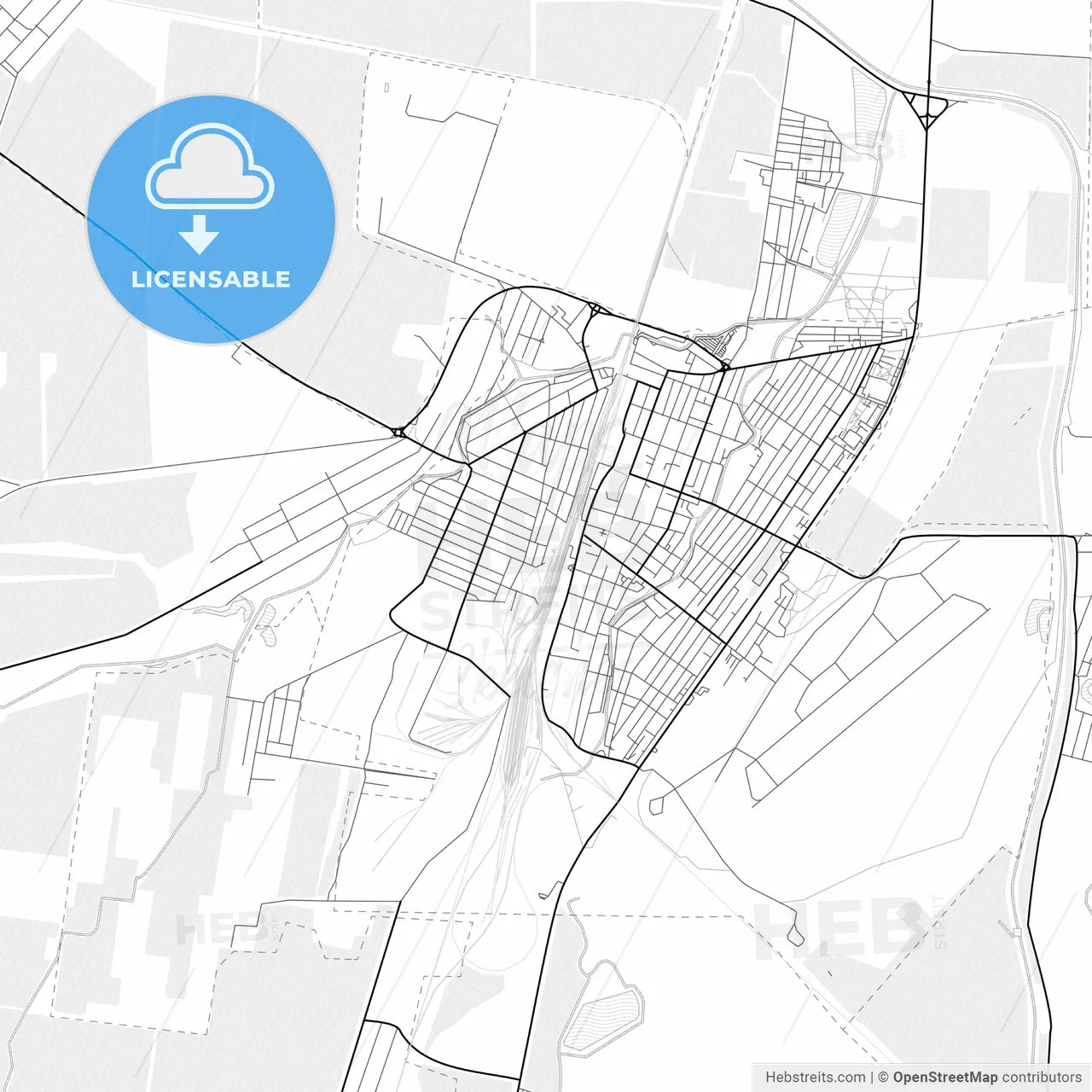 Vector PDF map of Dzhankoy, Ukraine