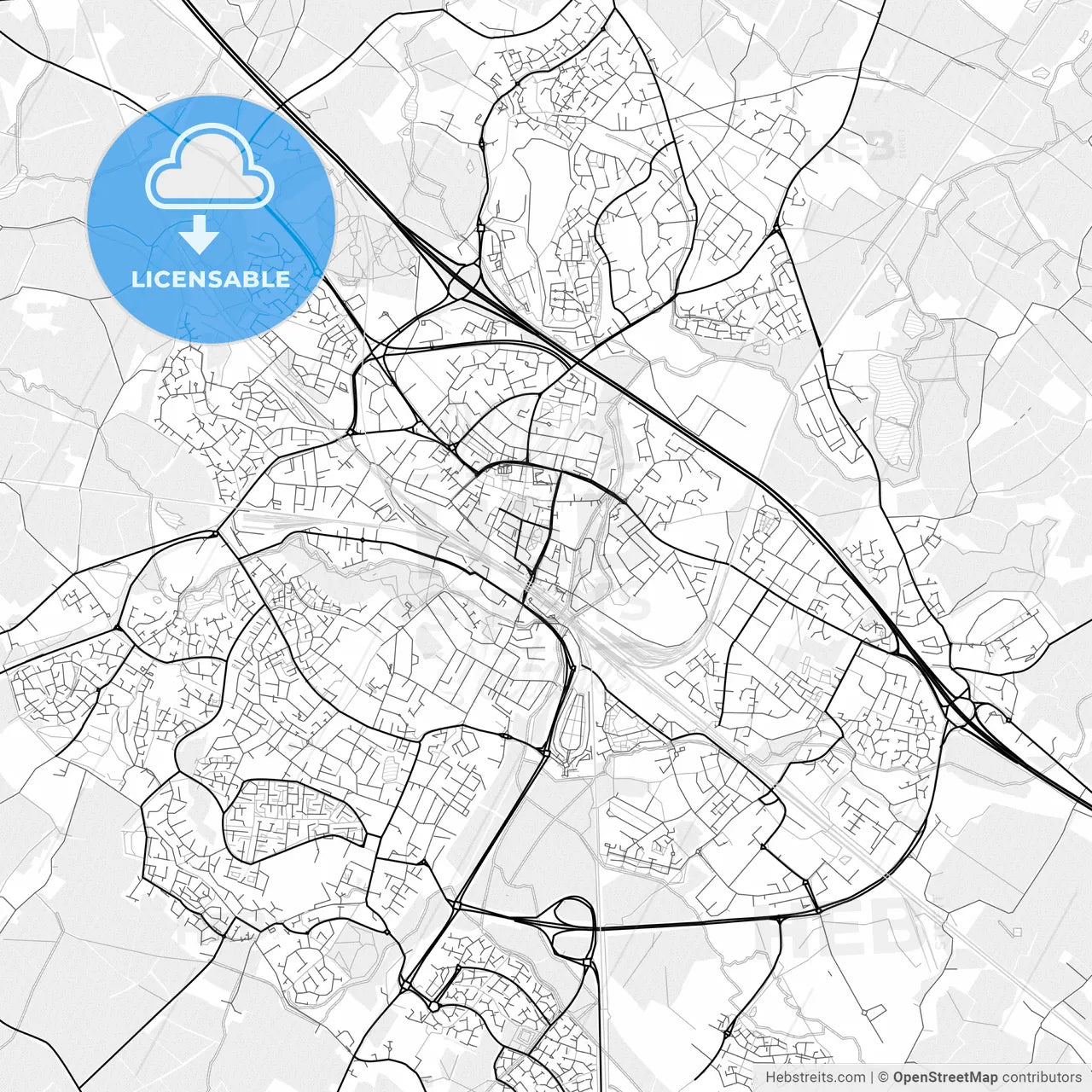Vector PDF map of Ashford, England