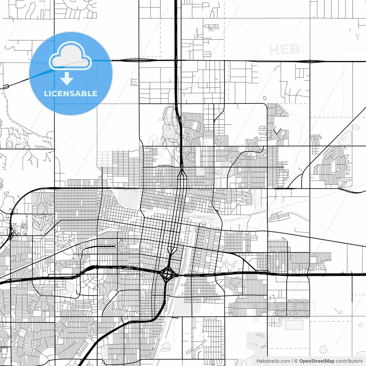 Vector PDF map of Amarillo, Texas, United States