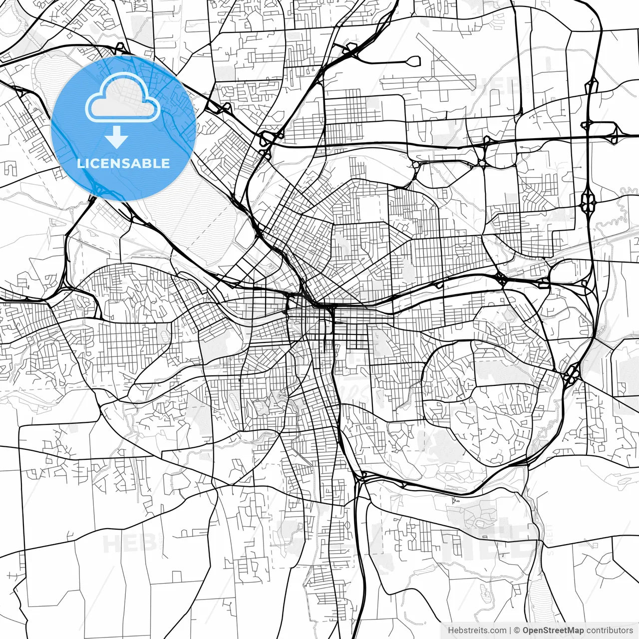 Vector PDF map of Syracuse, New York, United States