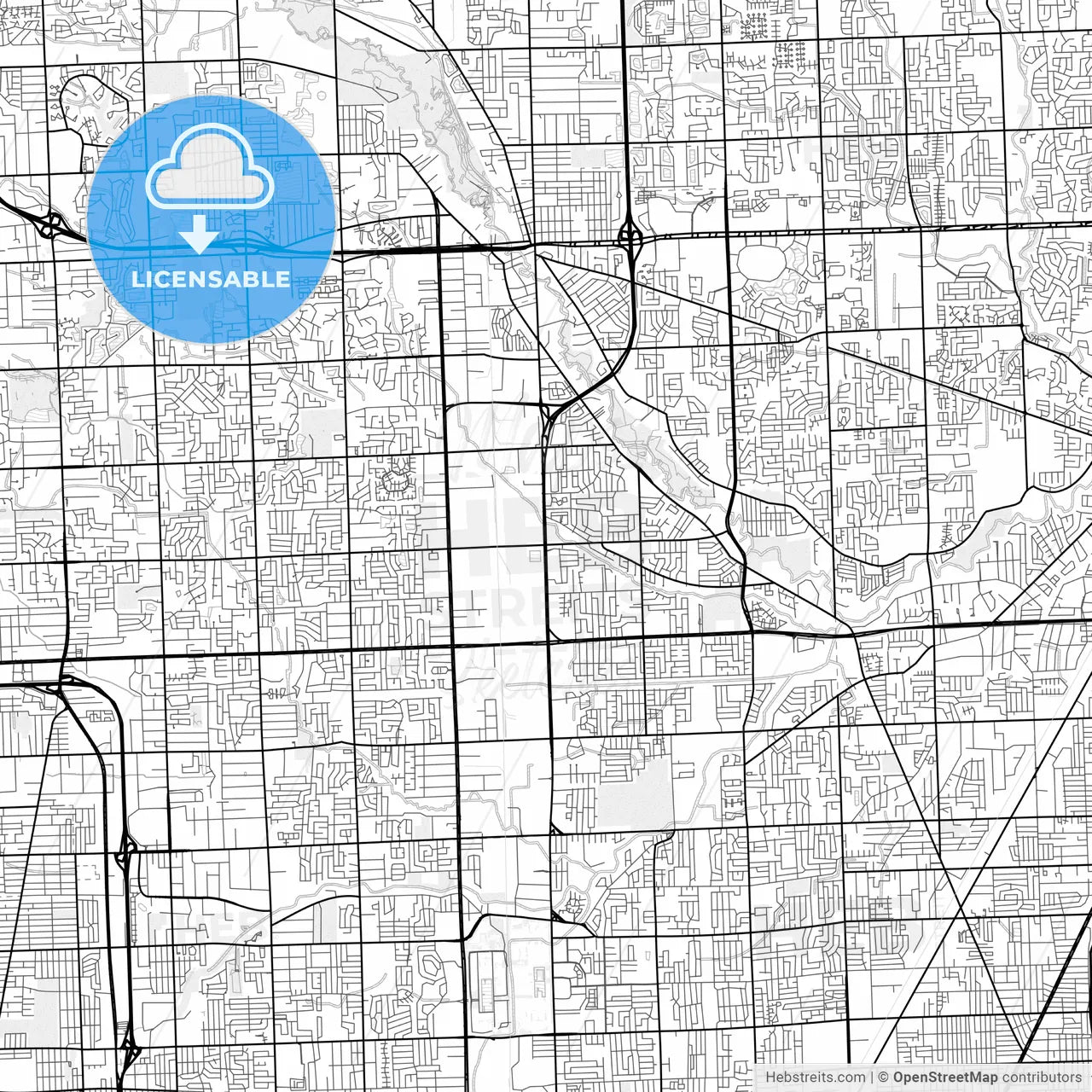 Vector PDF map of Sterling Heights, Michigan, United States