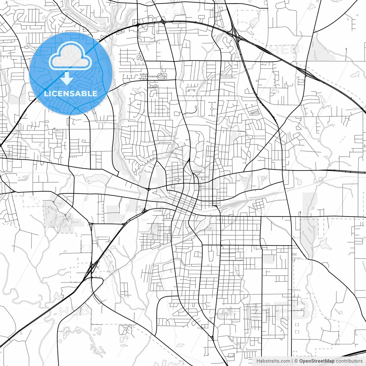 Vector PDF map of Longview, Texas, United States