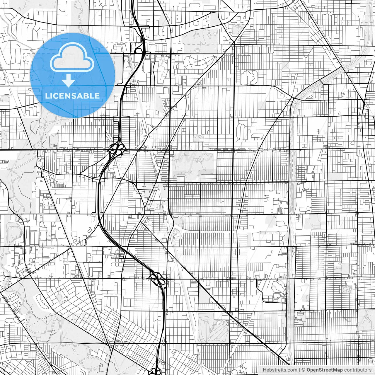 Vector PDF map of Skokie, Illinois, United States