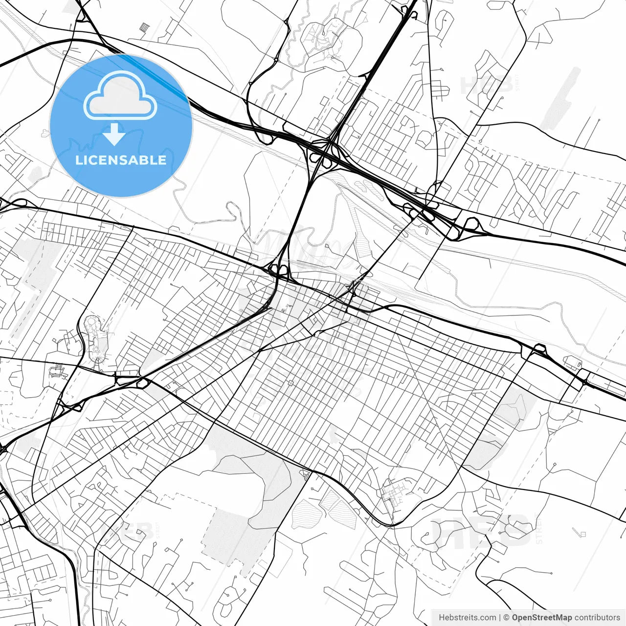 Vector PDF map of Utica, New York, United States