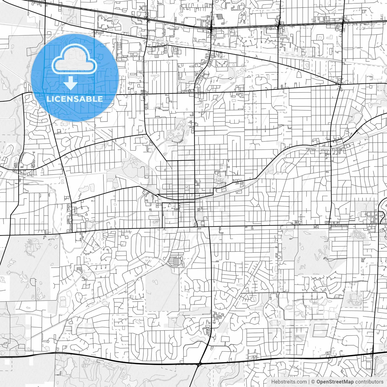 Vector PDF map of Wheaton, Illinois, United States