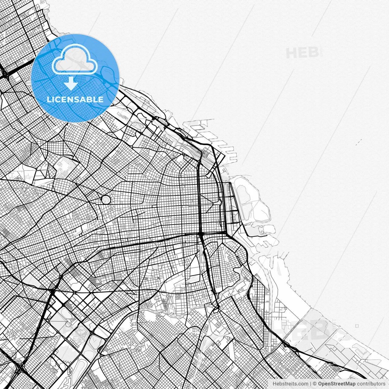 Vector PDF map of Buenos Aires, Argentina