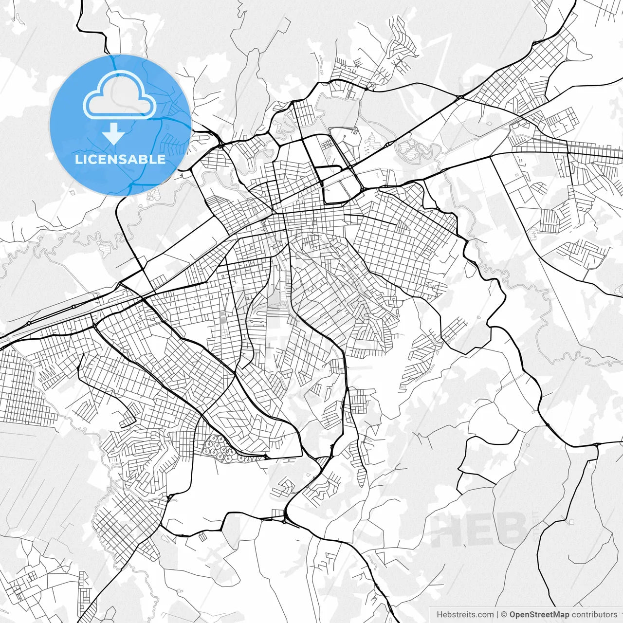 Vector PDF map of Mogi das Cruzes, Brazil