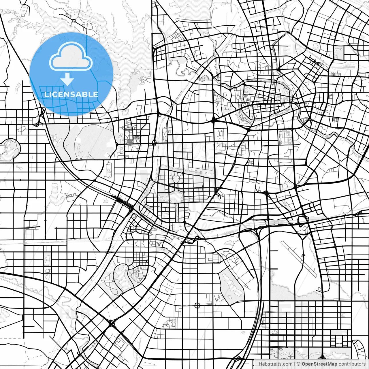 Vector PDF map of Hefei, China