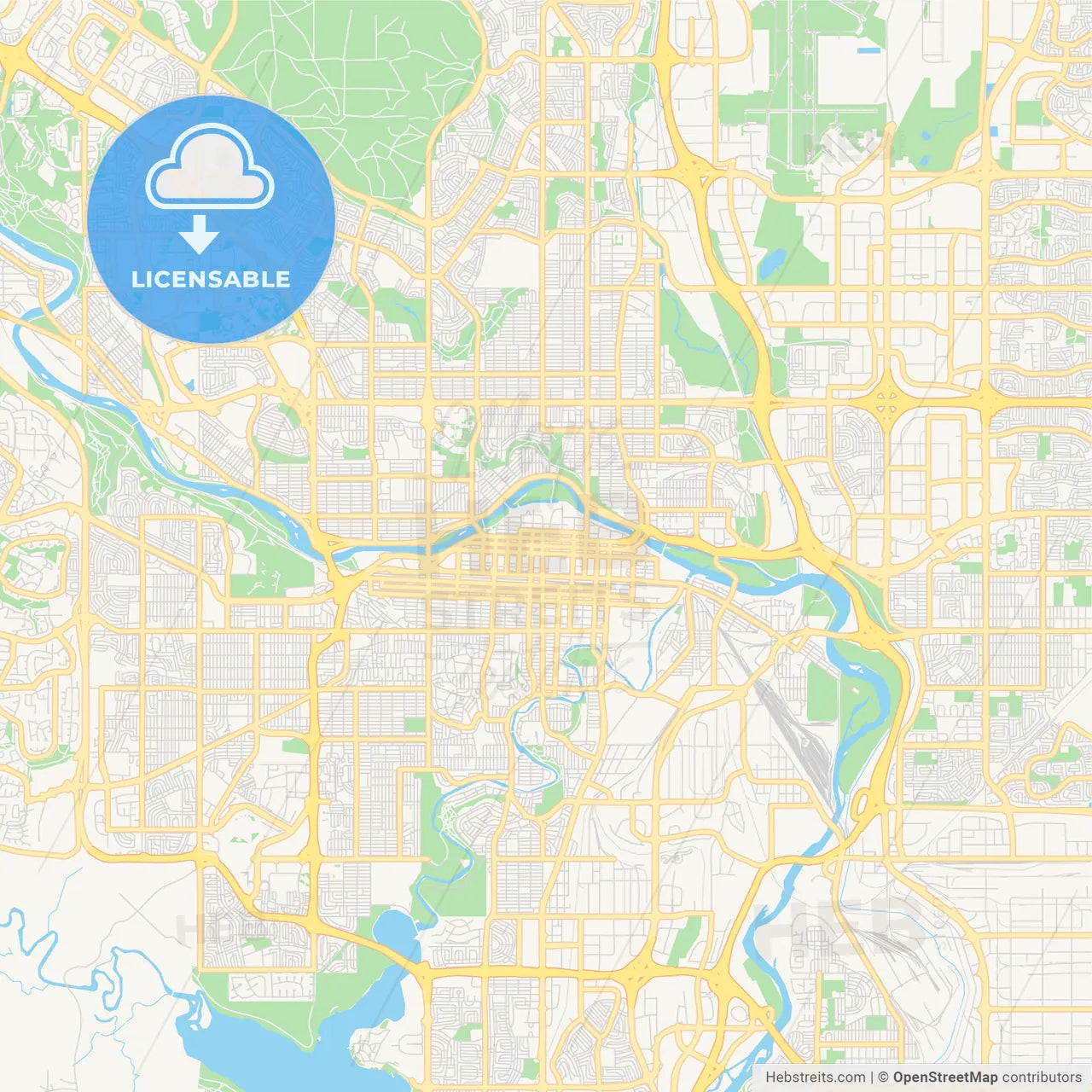 Empty vector map of Calgary, Alberta, Canada