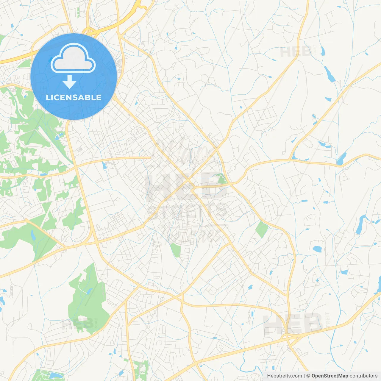Empty vector map of Concord, North Carolina, USA