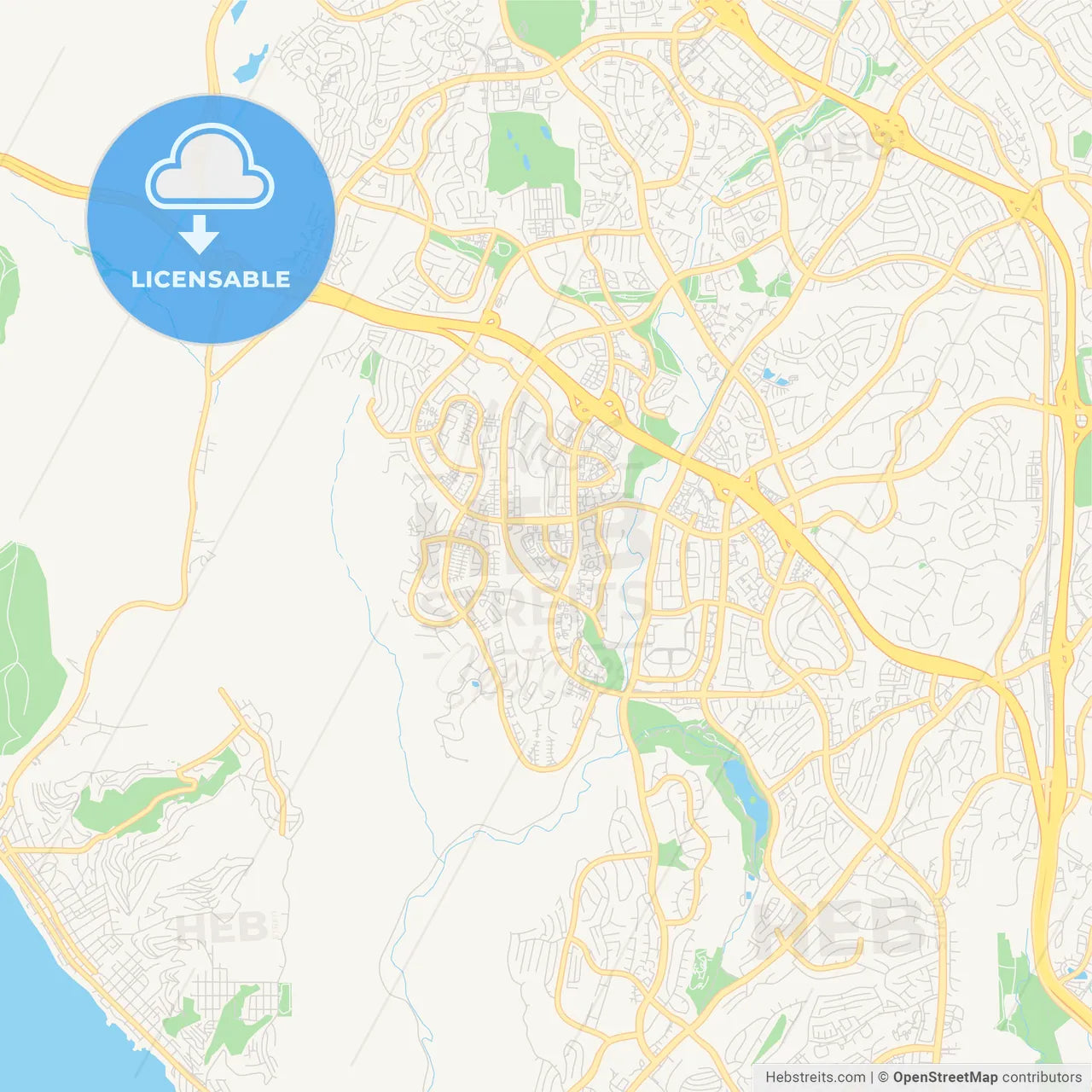 Empty vector map of Aliso Viejo, California, United States of America