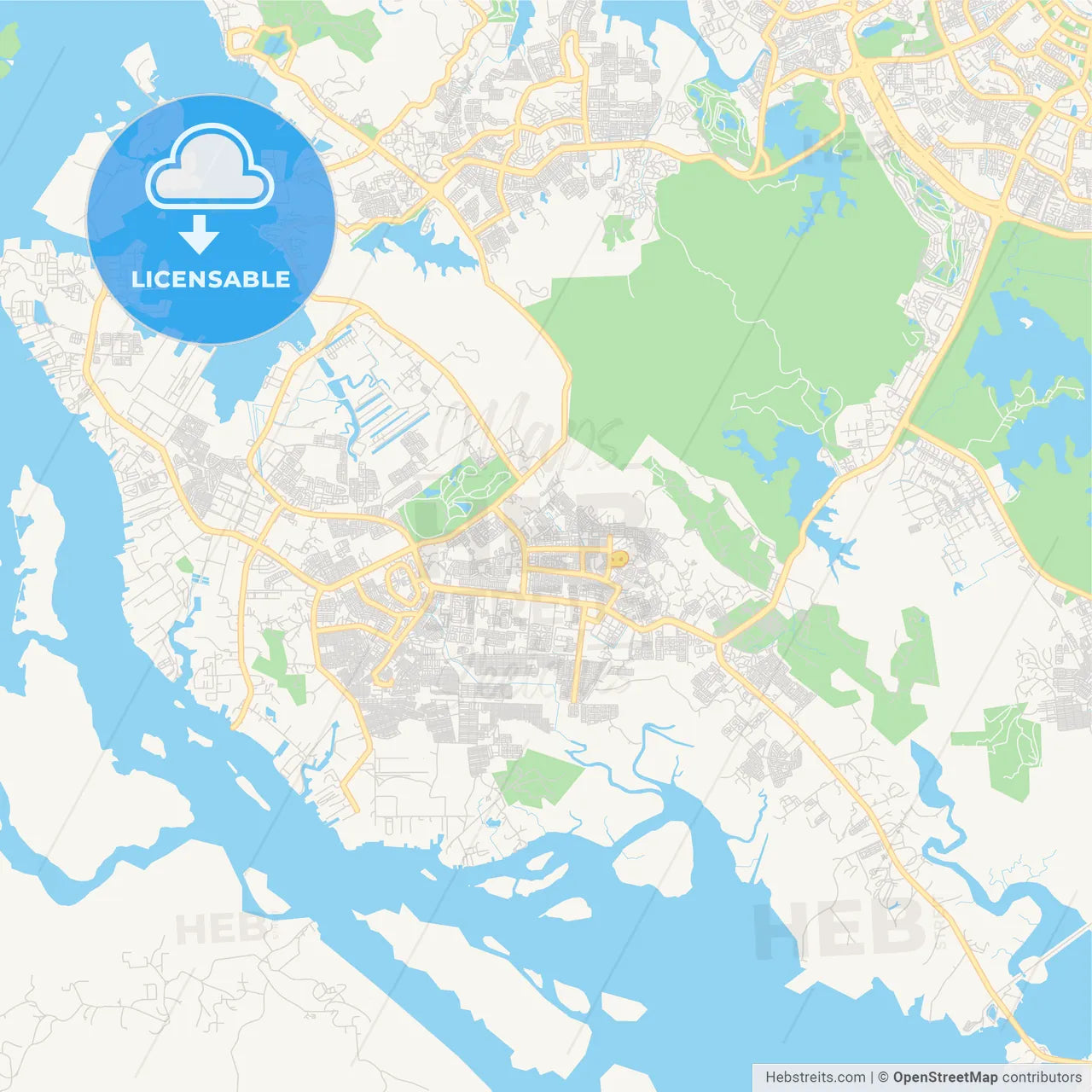 Printable street map of Batam, Indonesia