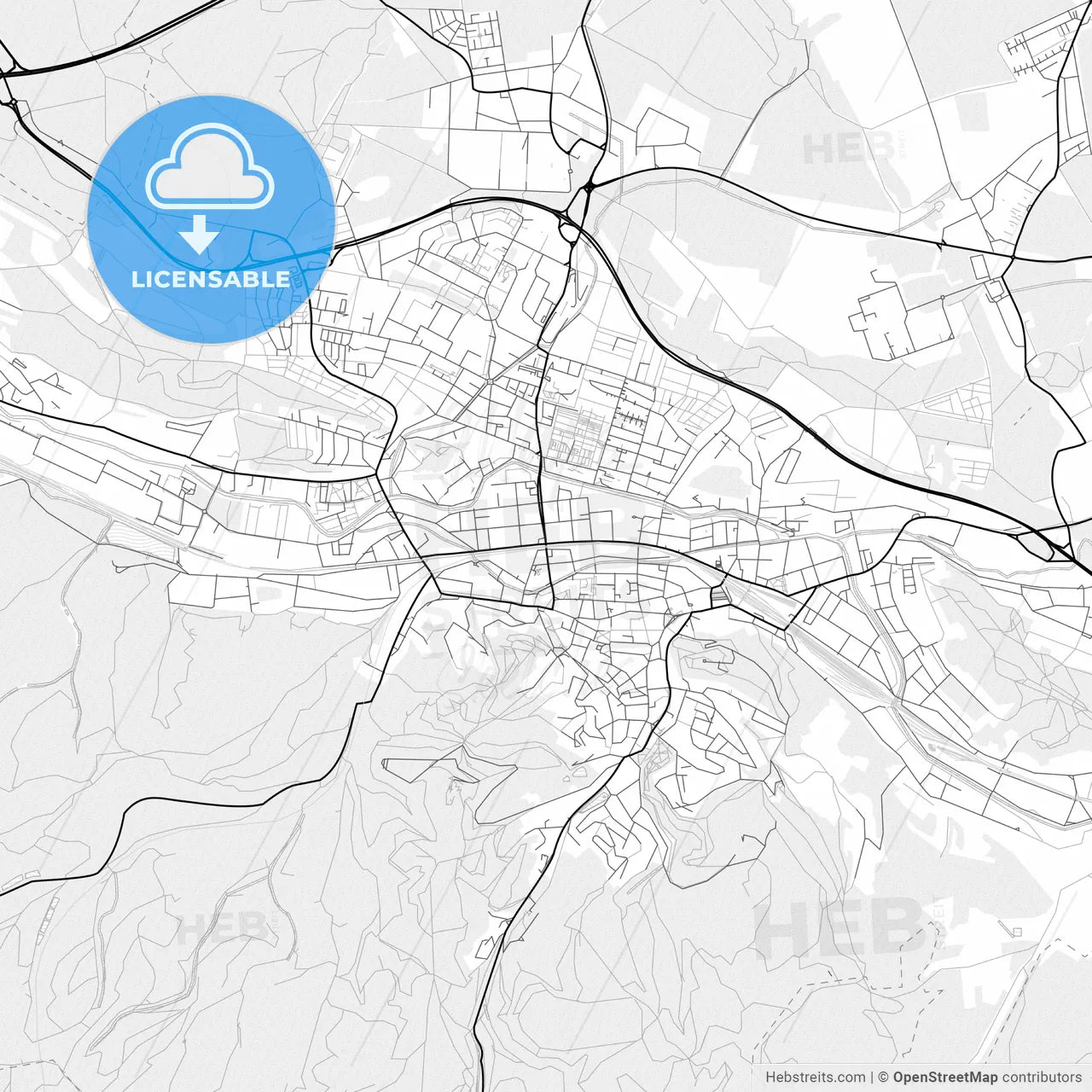 Vector PDF map of Eisenach, Germany
