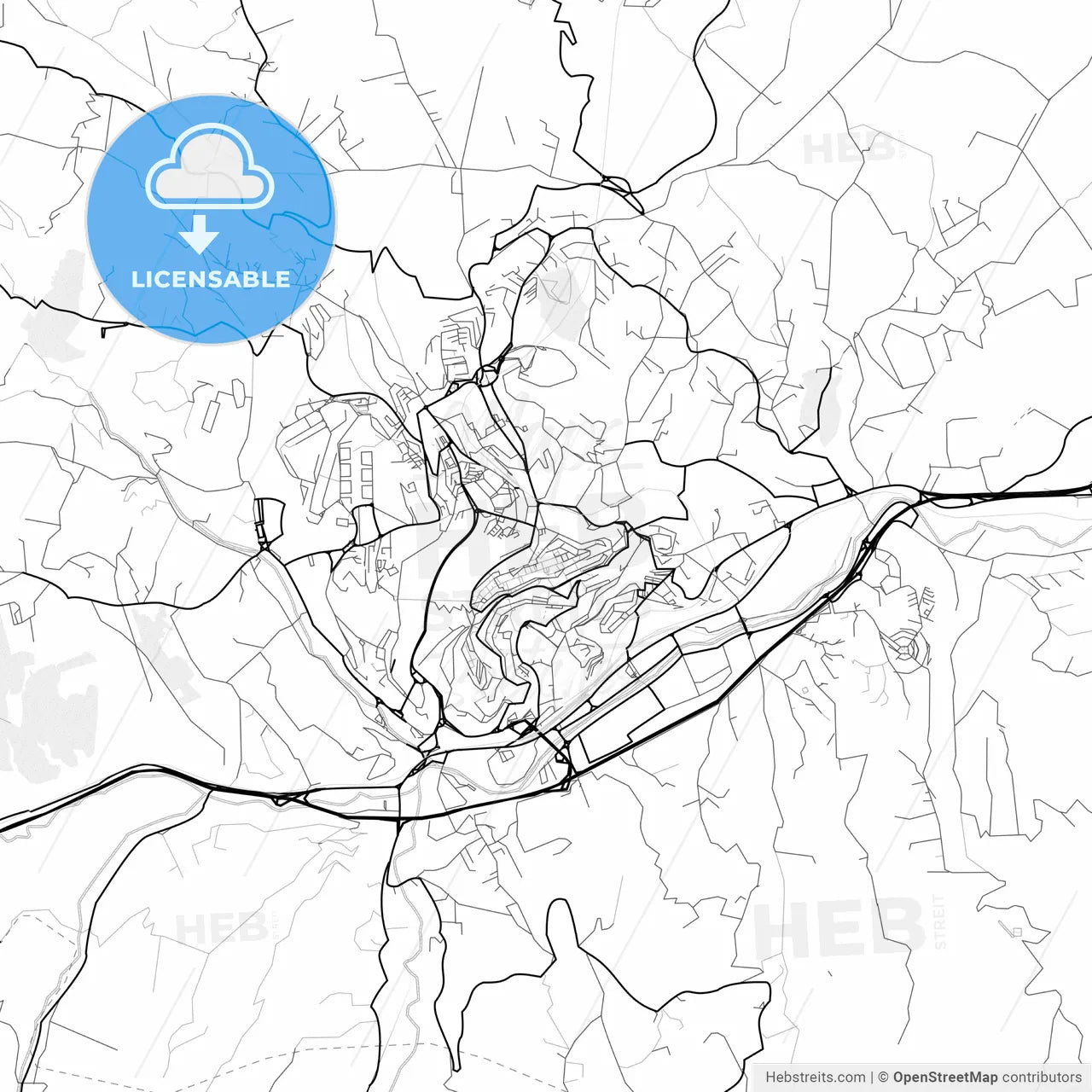 Vector PDF map of Potenza, Italy