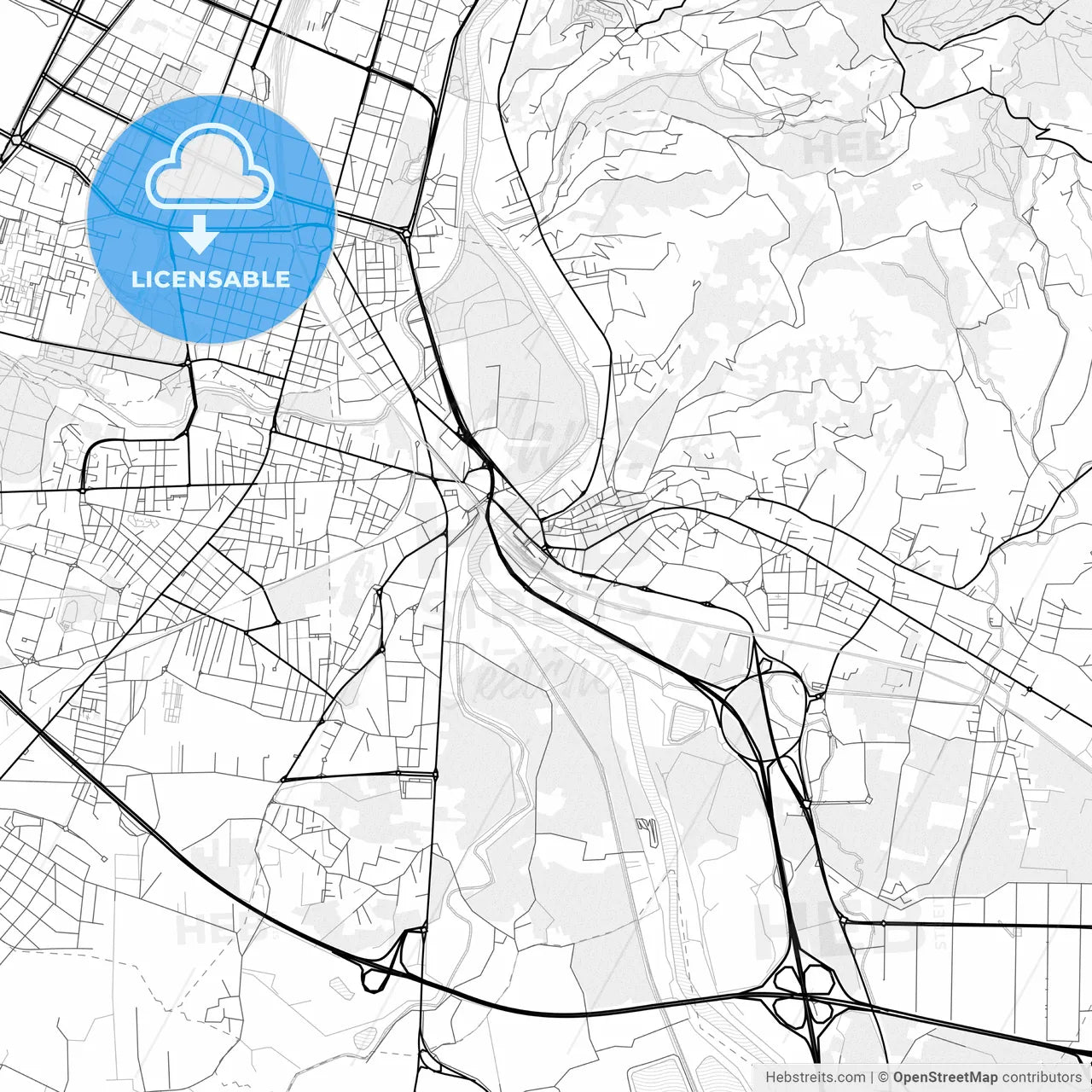 Vector PDF map of Moncalieri, Italy