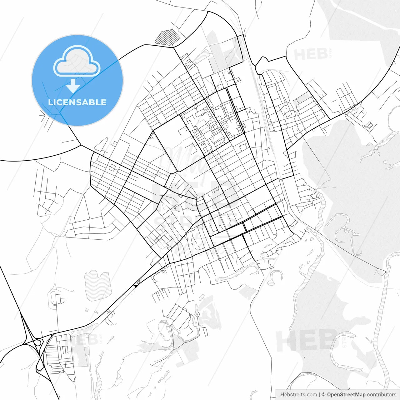 Vector PDF map of Mikhaylovka, Russia