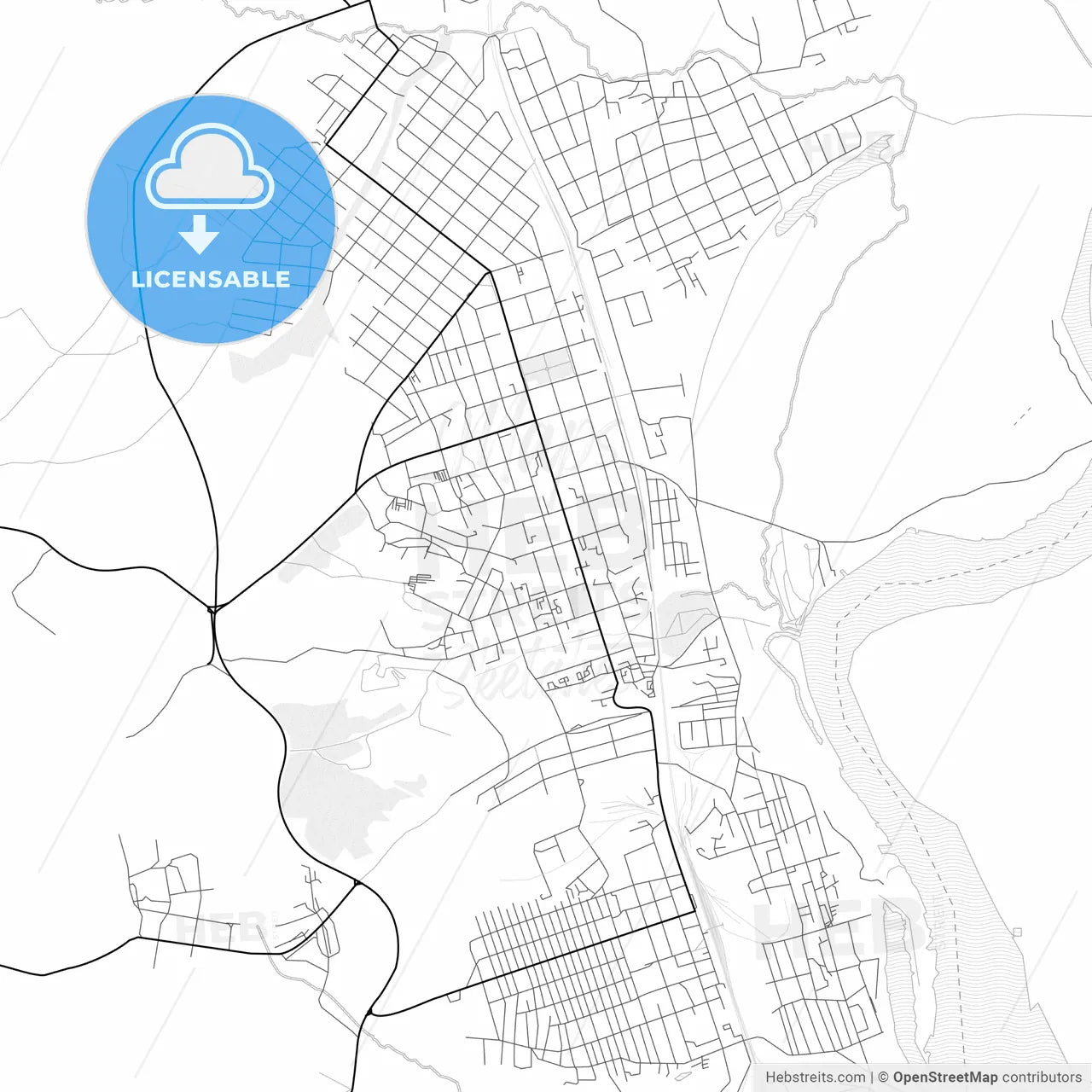 Vector PDF map of Svobodny, Russia