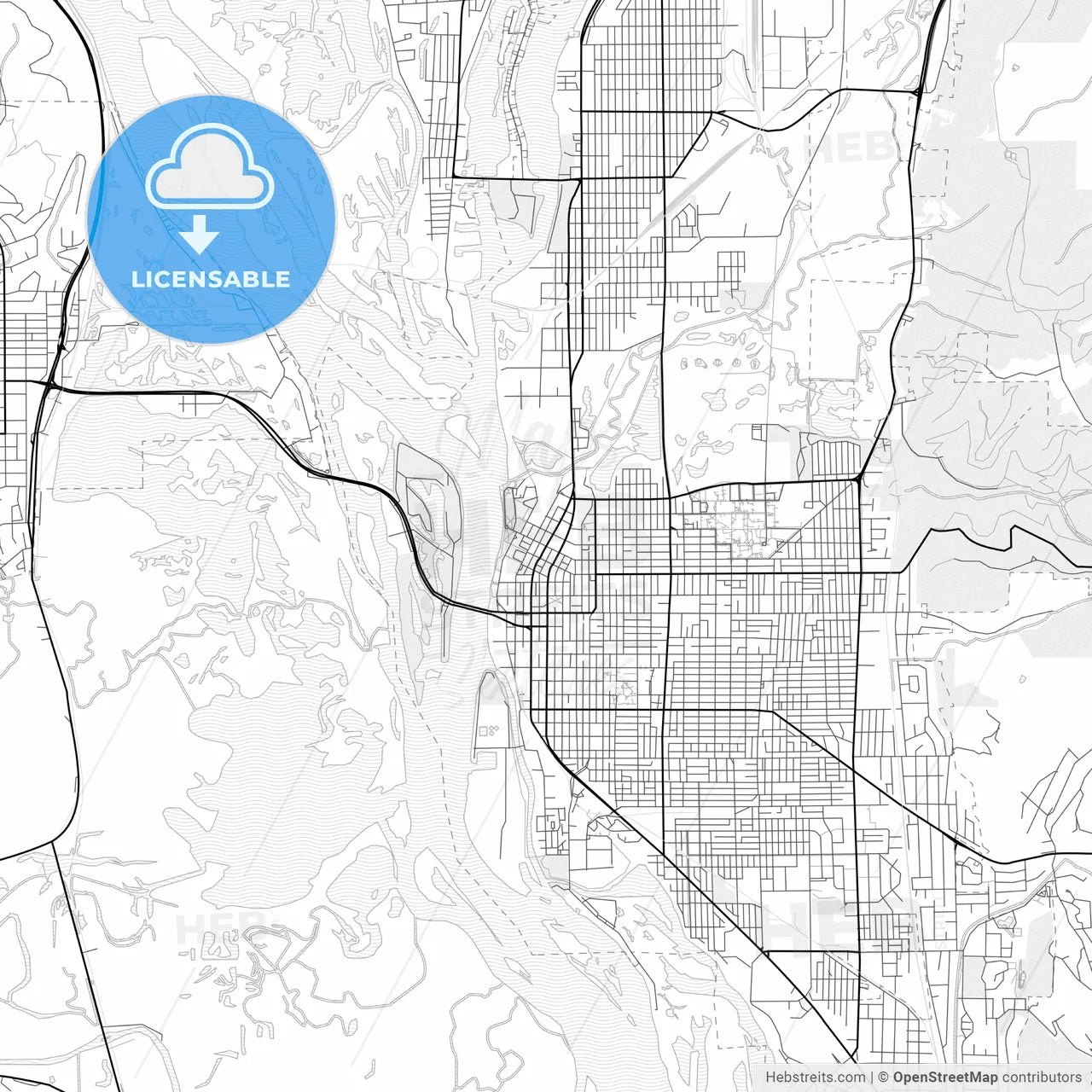 Vector PDF map of La Crosse, Wisconsin, United States