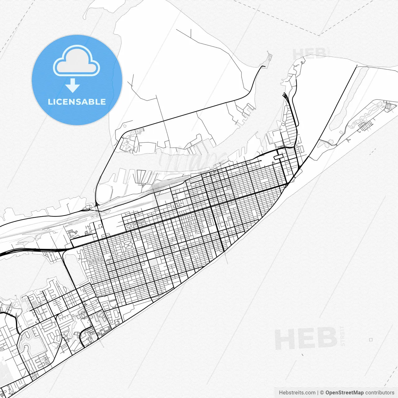 Vector PDF map of Galveston, Texas, United States