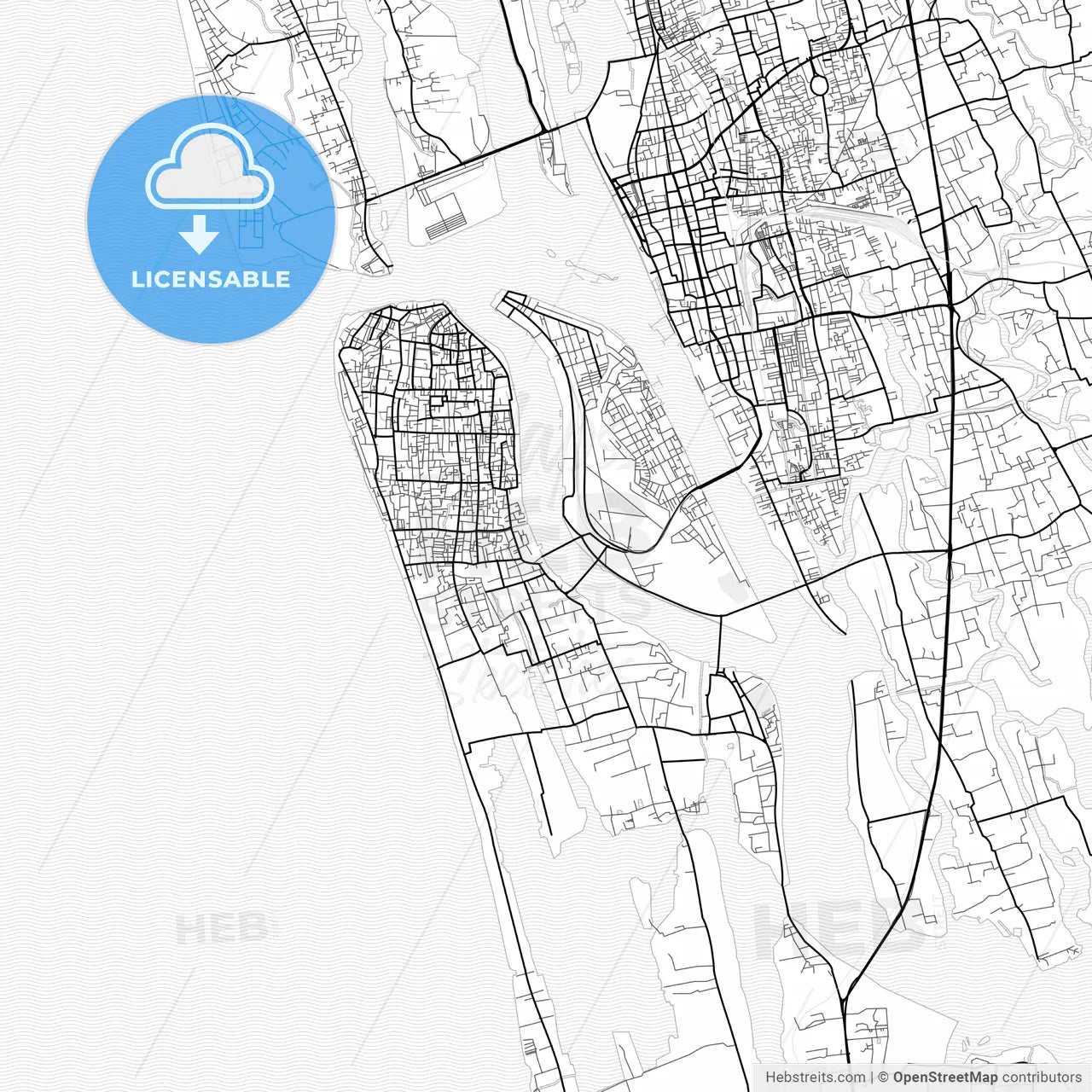 Vector PDF map of Kochi, India