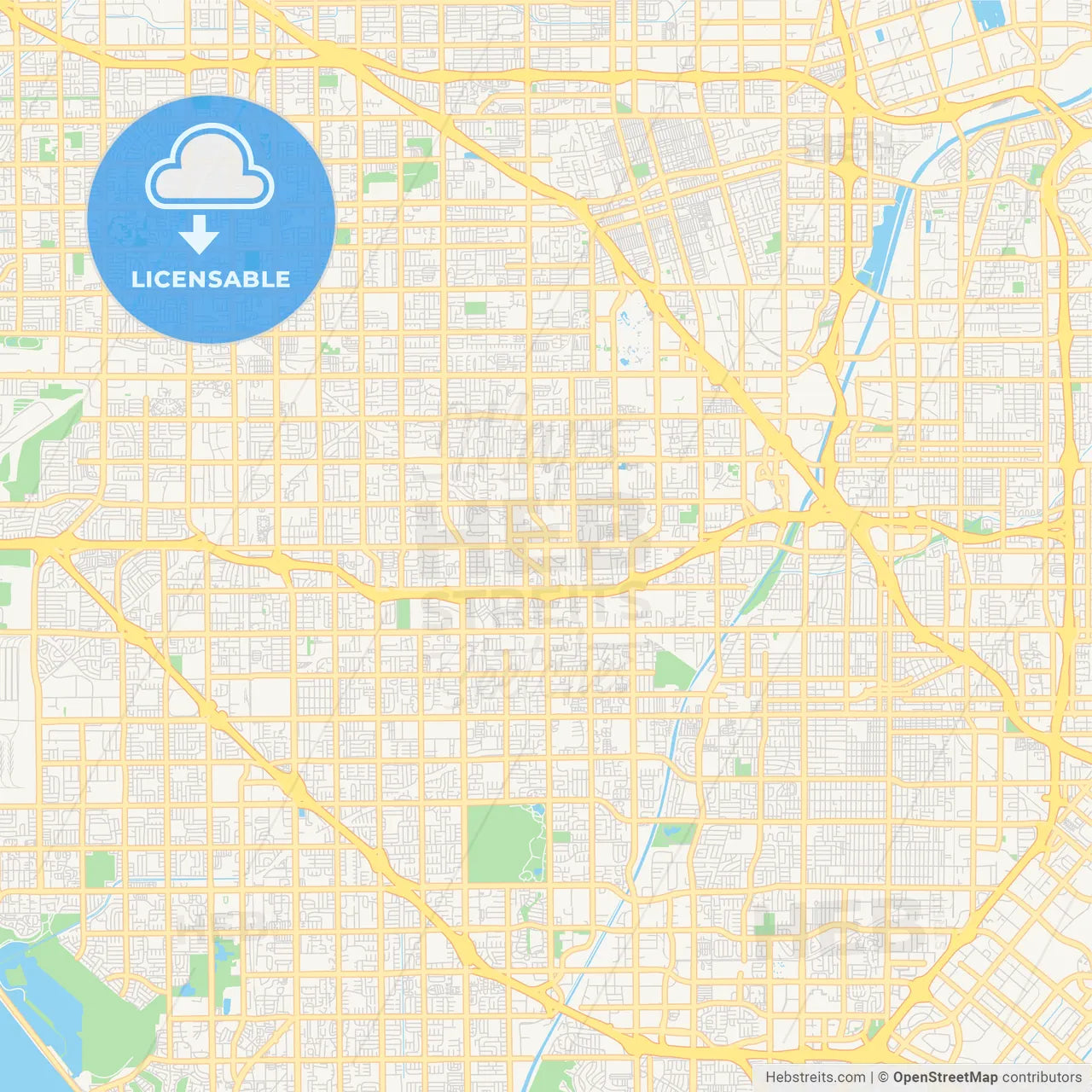 Empty vector map of Garden Grove, California, USA