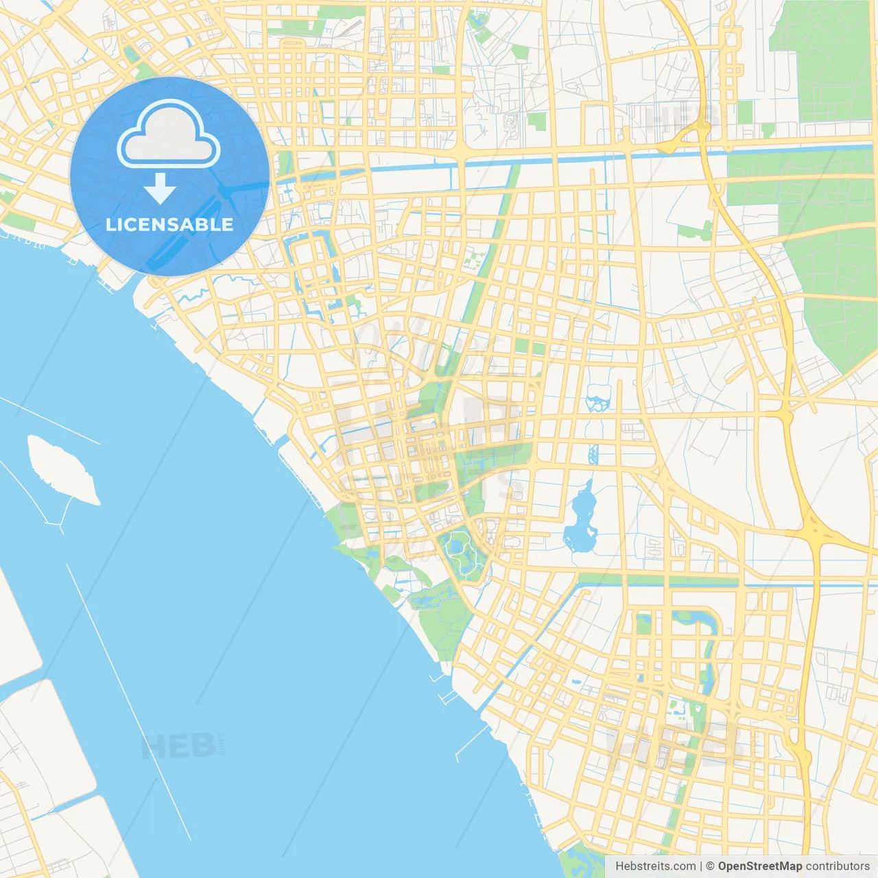 Printable street map of Nantong, China