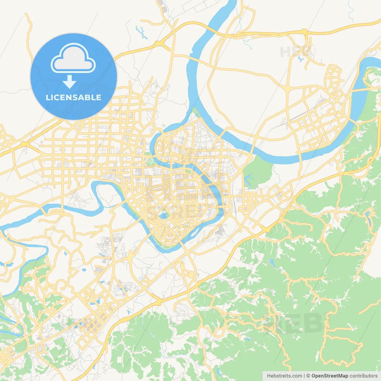 Printable street map of Ganzhou, China