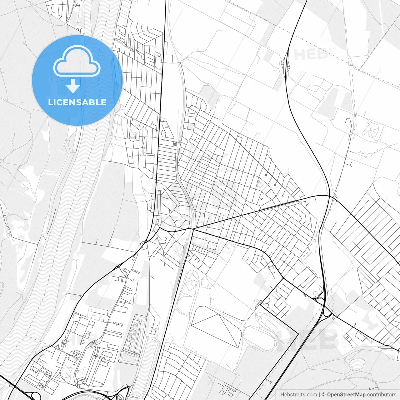 Vector PDF map of Dunakeszi, Hungary