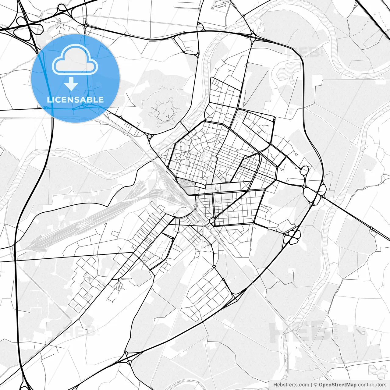 Vector PDF map of Alessandria, Italy