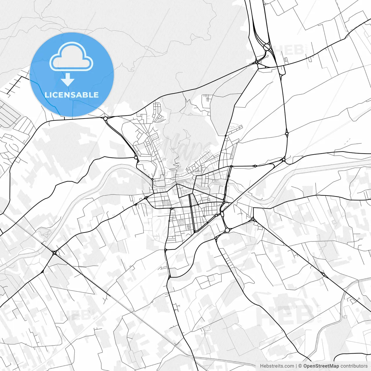 Vector PDF map of Orihuela, Spain