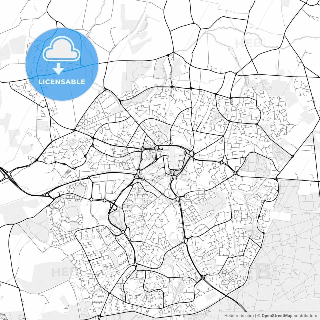Vector PDF map of Bracknell, England