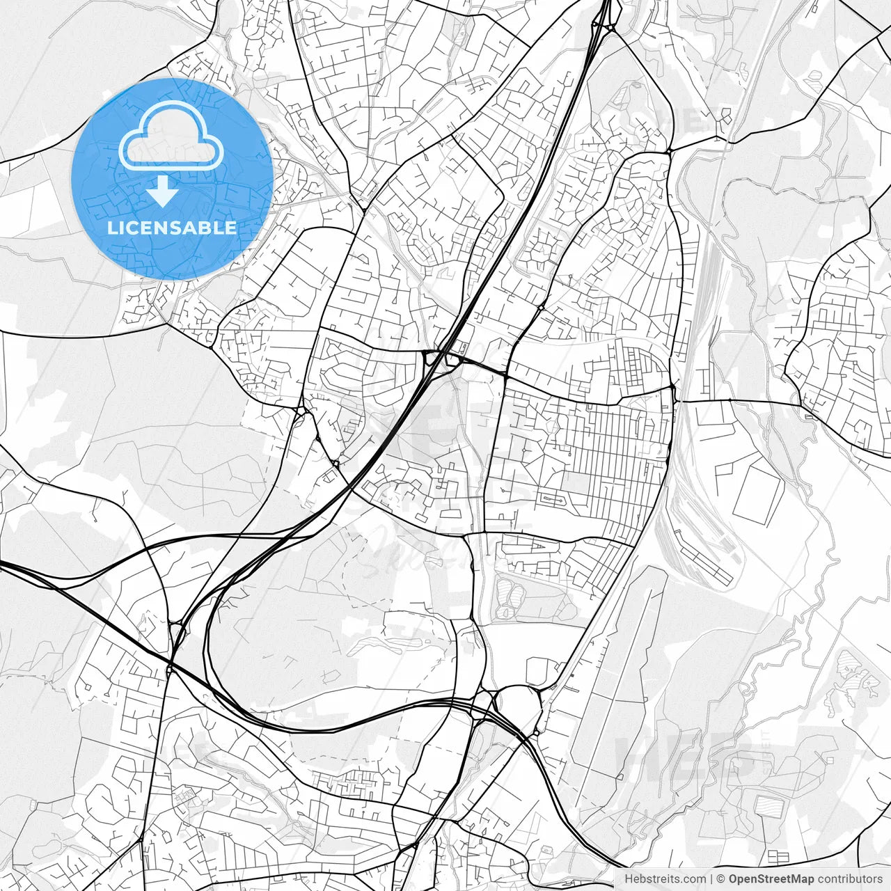Vector PDF map of Eastleigh, England