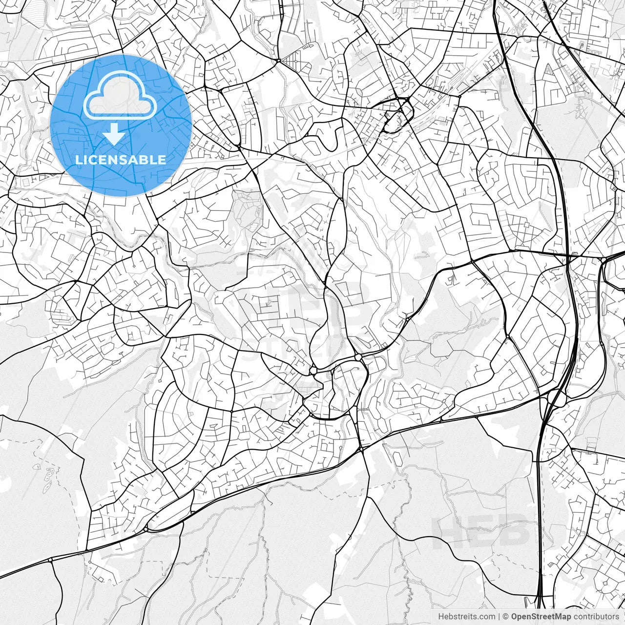 Vector PDF map of Halesowen, England