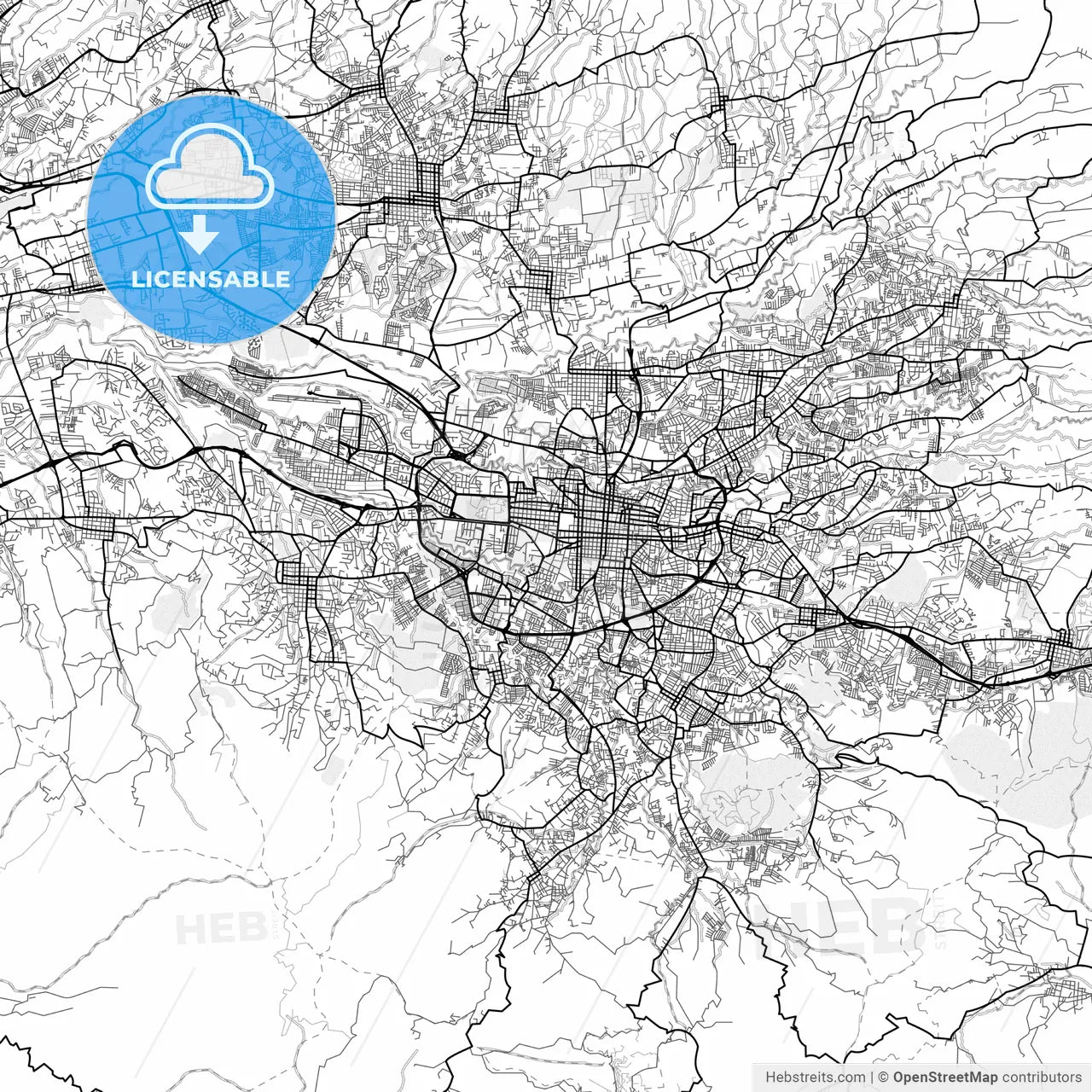 Vector PDF map of San José, Costa Rica