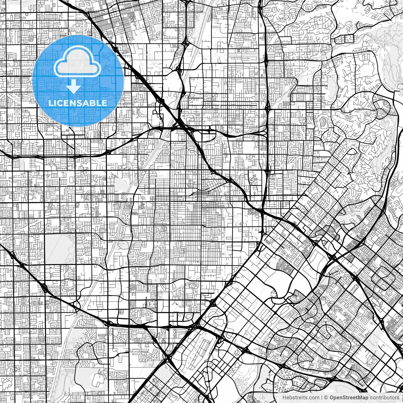 Vector PDF map of Santa Ana, California, United States