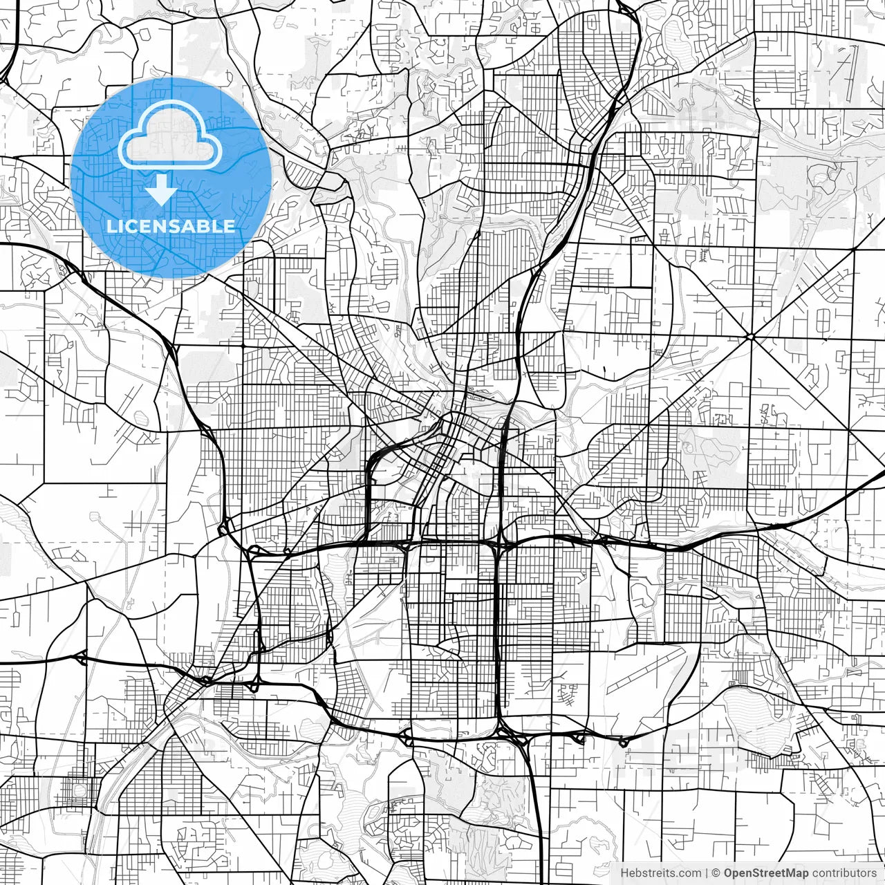 Vector PDF map of Akron, Ohio, United States