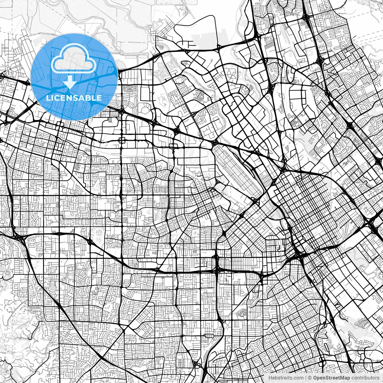 Vector PDF map of Santa Clara, California, United States