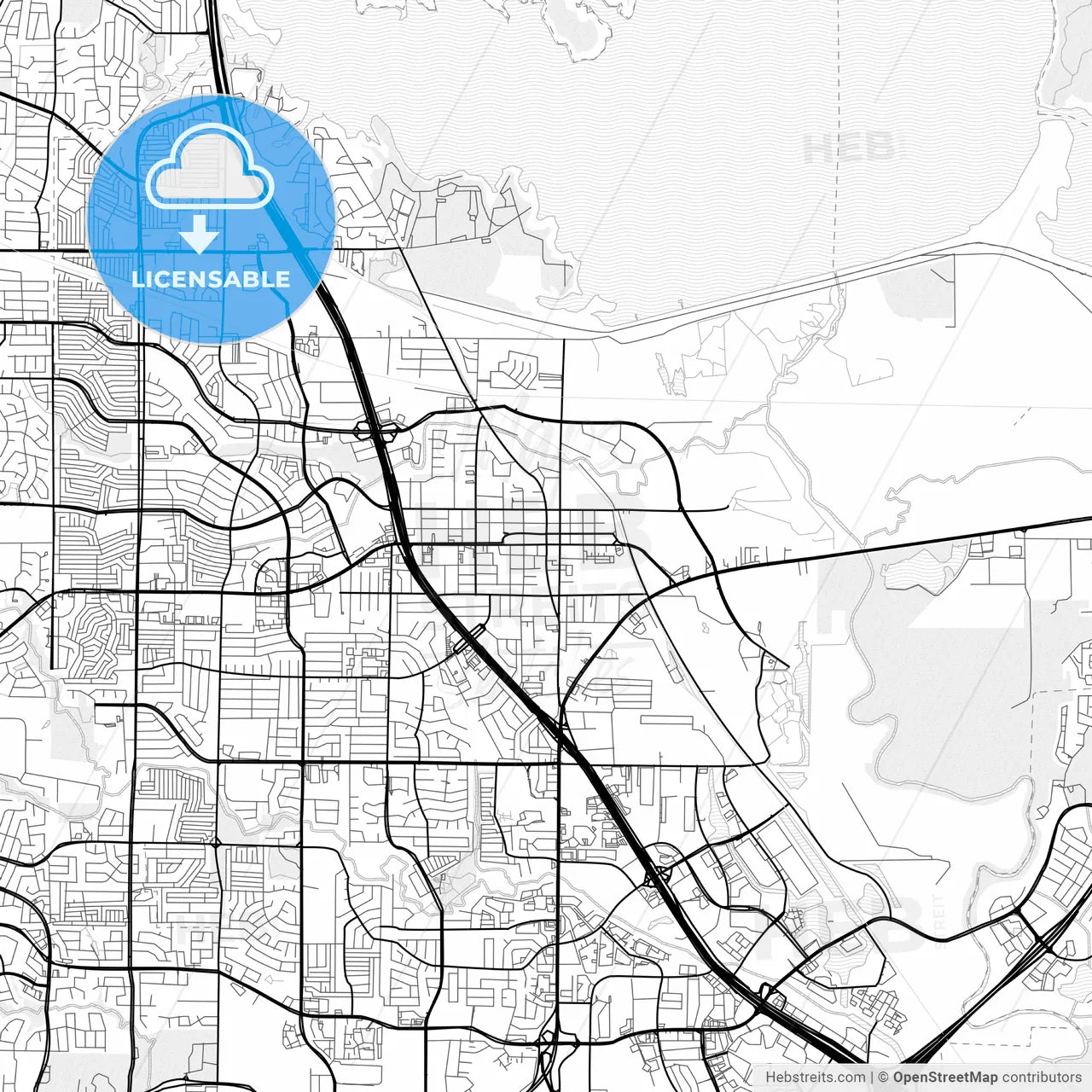 Vector PDF map of Lewisville, Texas, United States