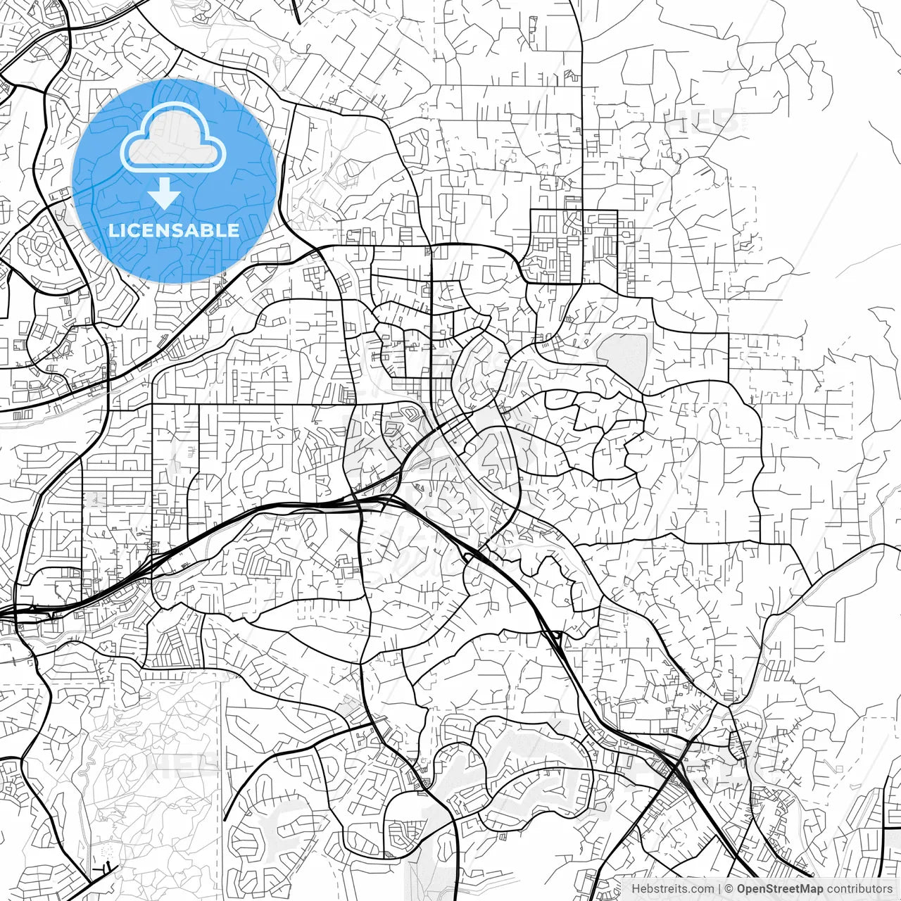 Vector PDF map of Vista, California, United States
